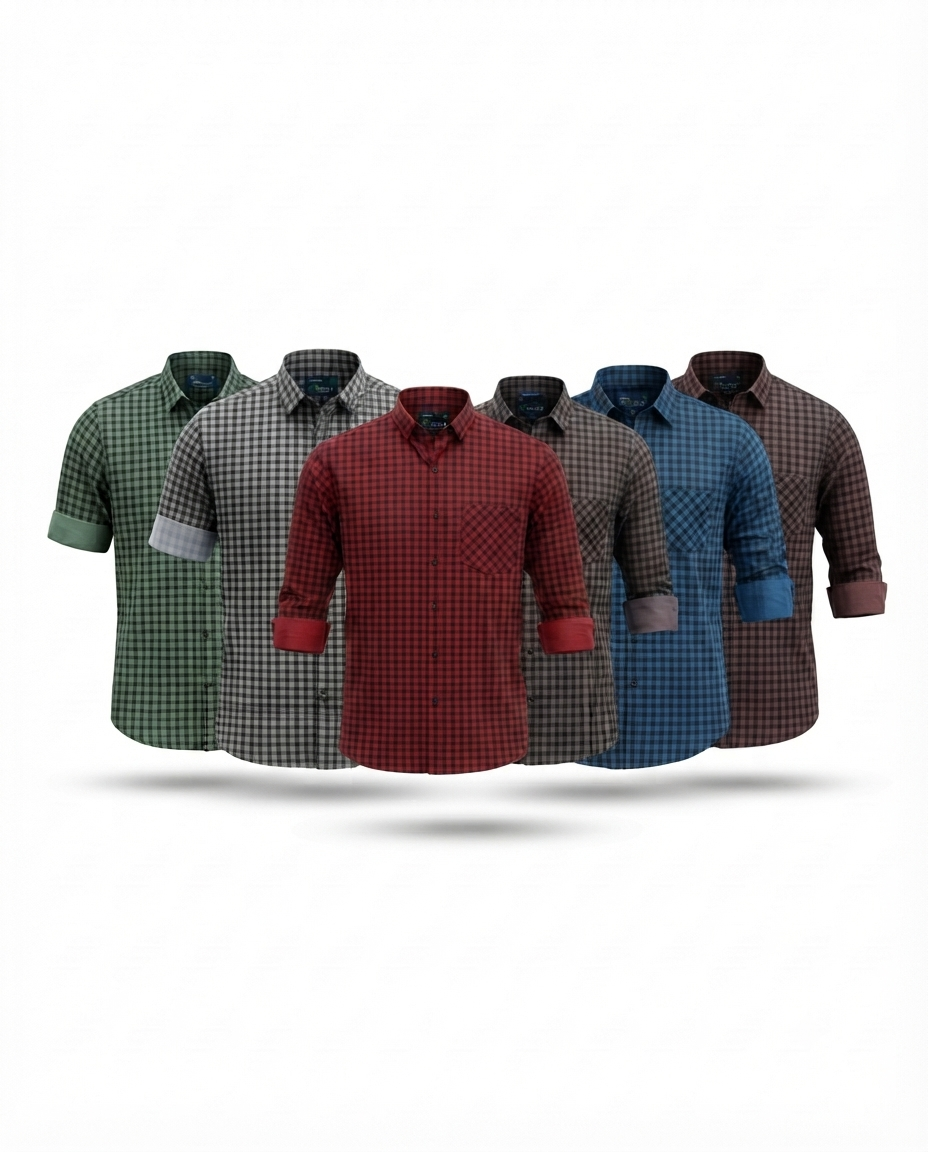 Men’s Premium Cotton Shirt – Stylish Regular Fit | 6 Colours | S, M & L