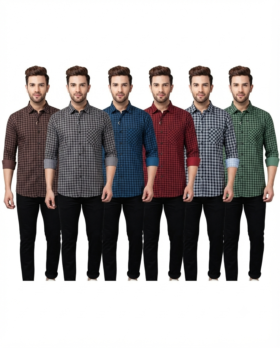 Men’s Premium Cotton Shirt – Stylish Regular Fit | 6 Colours | S, M & L