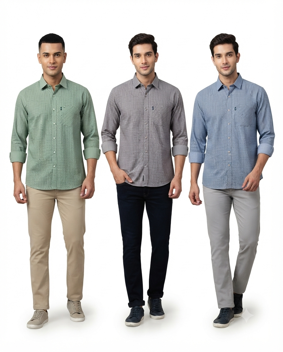 Men’s Premium Cotton Shirt – Stylish Regular Fit | 3 Colours | S, M & L