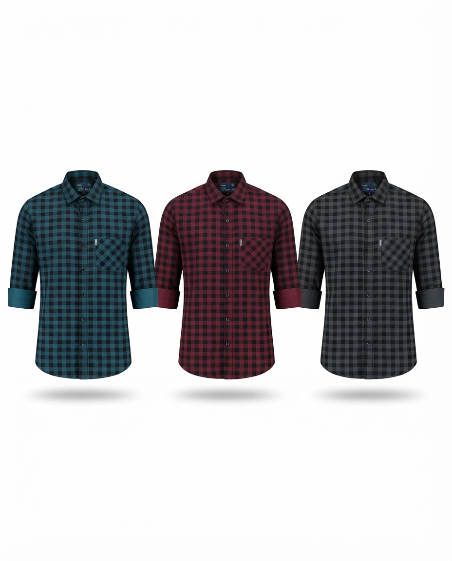 Men’s Premium Laffer Discharge Cotton Shirt – Regular Fit | 3 Colours | S, M & L