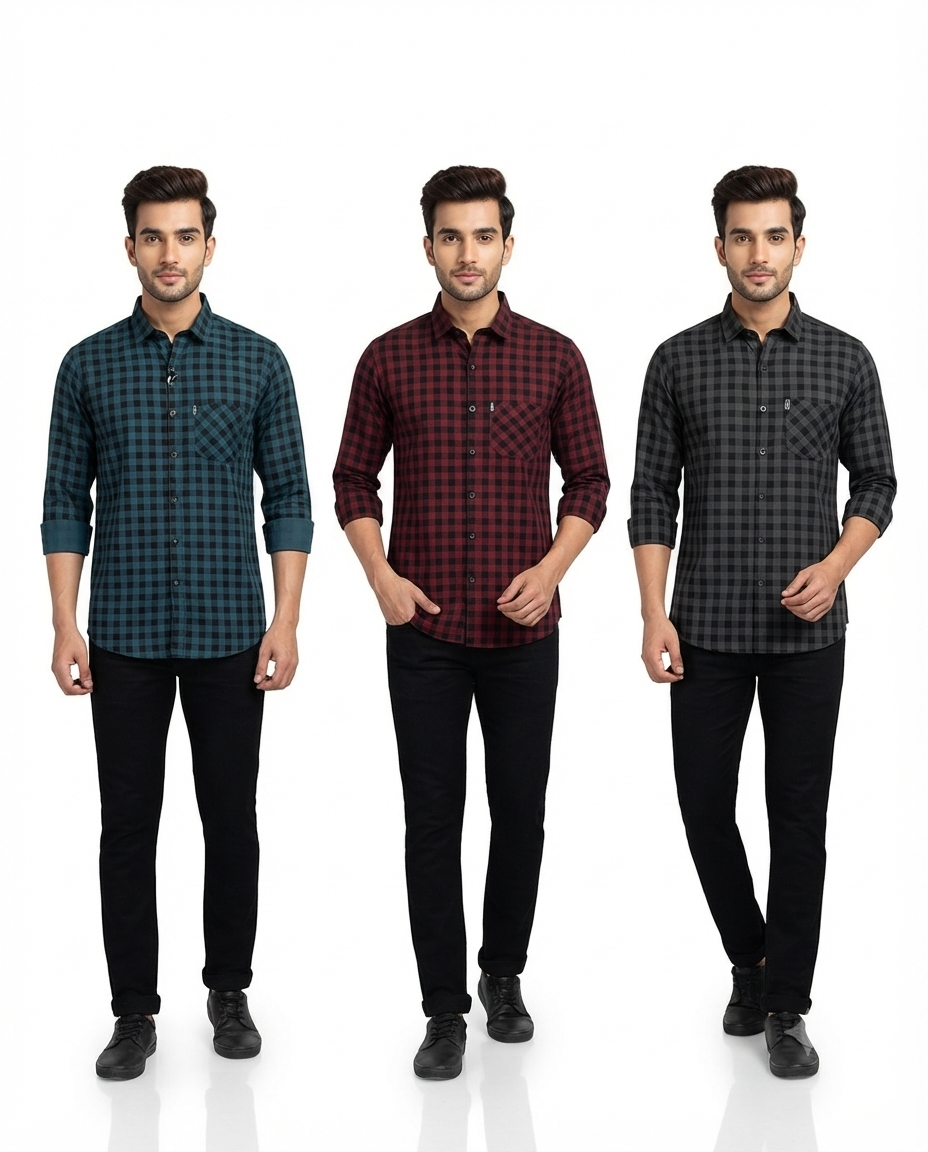 Men’s Premium Laffer Discharge Cotton Shirt – Regular Fit | 3 Colours | S, M & L