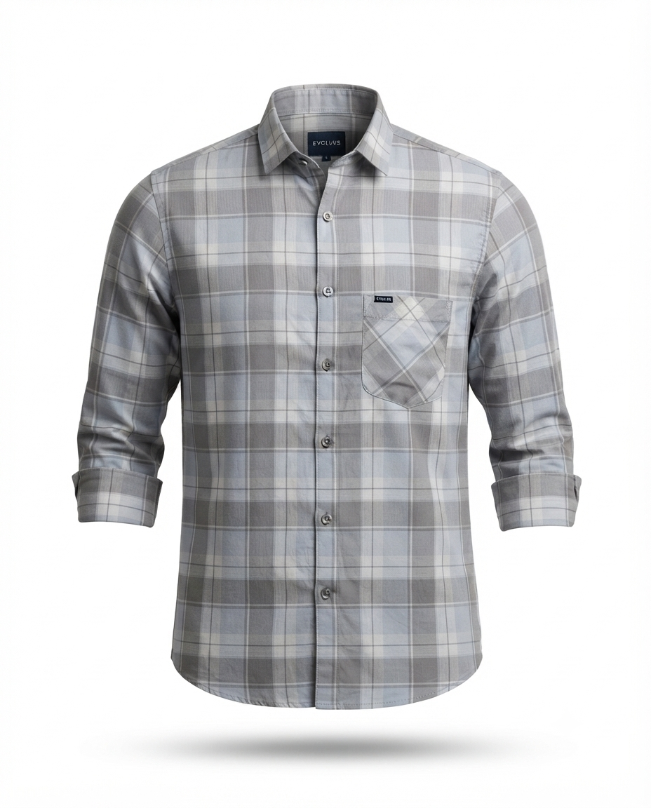 Men’s Premium Lycra Shirt | Stylish Checked Pattern | Comfortable Regular Fit | Available in 2 Colours | Sizes M, L & XL