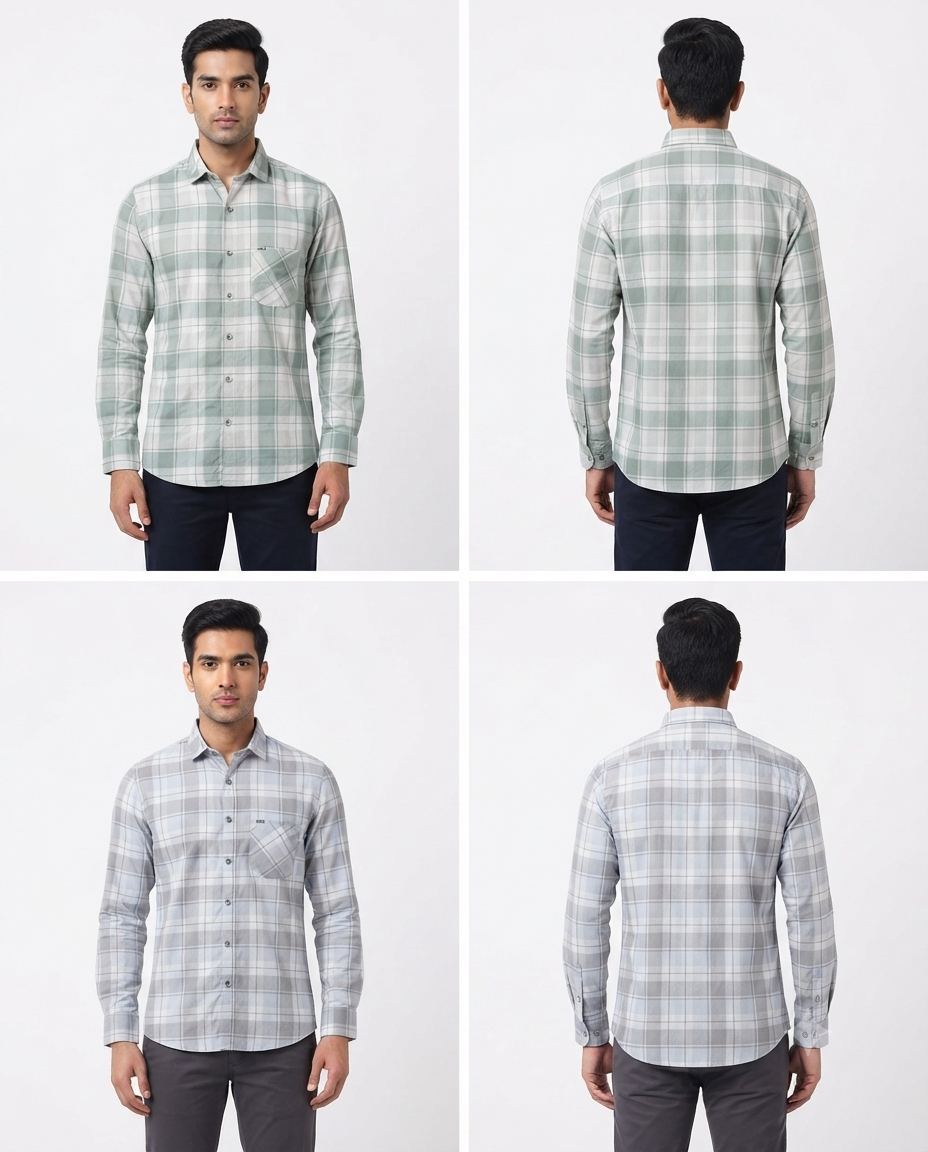Men’s Premium Lycra Shirt | Stylish Checked Pattern | Comfortable Regular Fit | Available in 2 Colours | Sizes M, L & XL