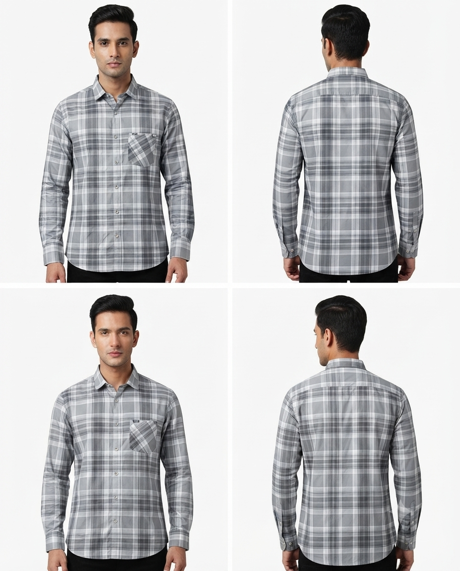 Men’s Premium Lycra Shirt | Stylish Checked Pattern | Comfortable Regular Fit | Available in 2 Colours | Sizes M, L & XL
