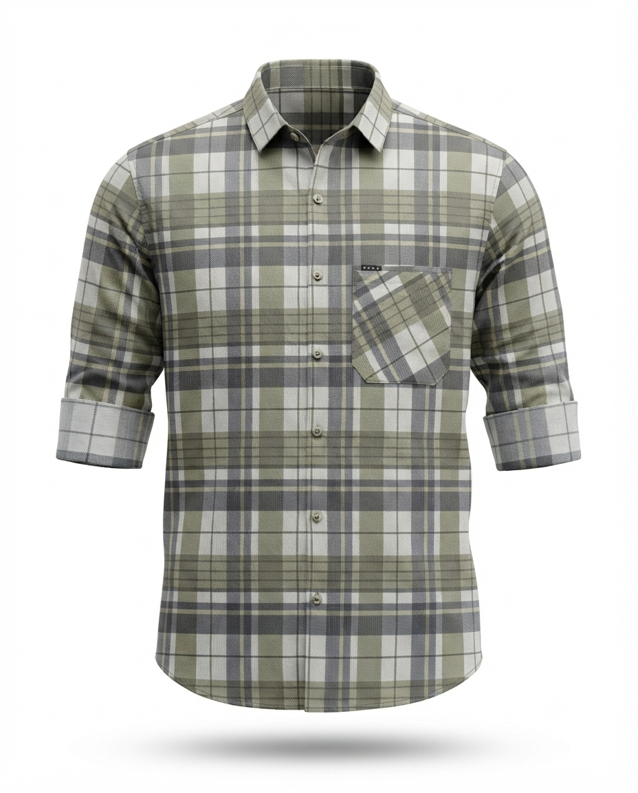 Men’s Premium Lycra Shirt | Stylish Checked Pattern | Comfortable Regular Fit | Available in 2 Colours | Sizes M, L & XL